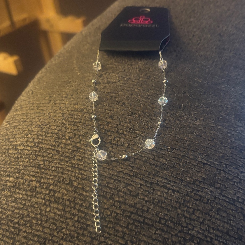 Paparazzi Silver Anklet‎ with Clear Accents